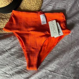 Revolve L*SPACE Pointelle Rib Desi Bikini Bottom in Poppy Size MEDIUM